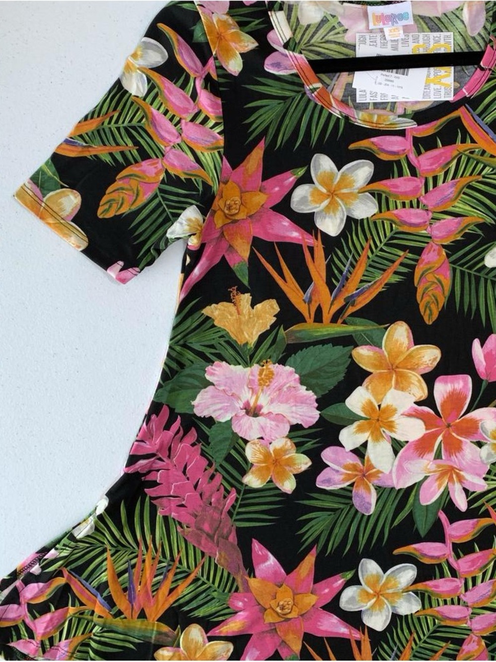 LuLaRoe Perfect Tropical Floral Tee - Black, Pink & Orange